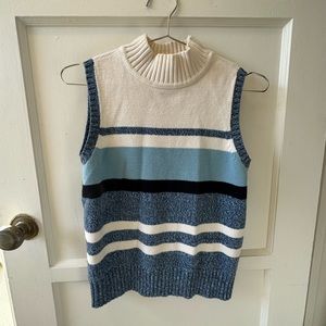 Emma James x Liz Claiborne Blue Striped Knit Turtleneck Tank ❄️